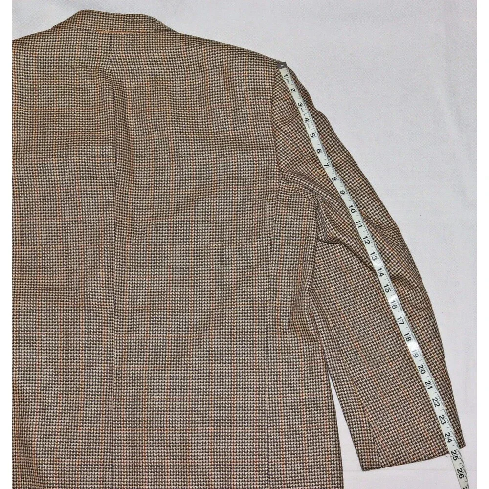 Bartolini 100%‎ Silk Sport Coat Blazer Jacket S 44 Houndstooth Check Vintage